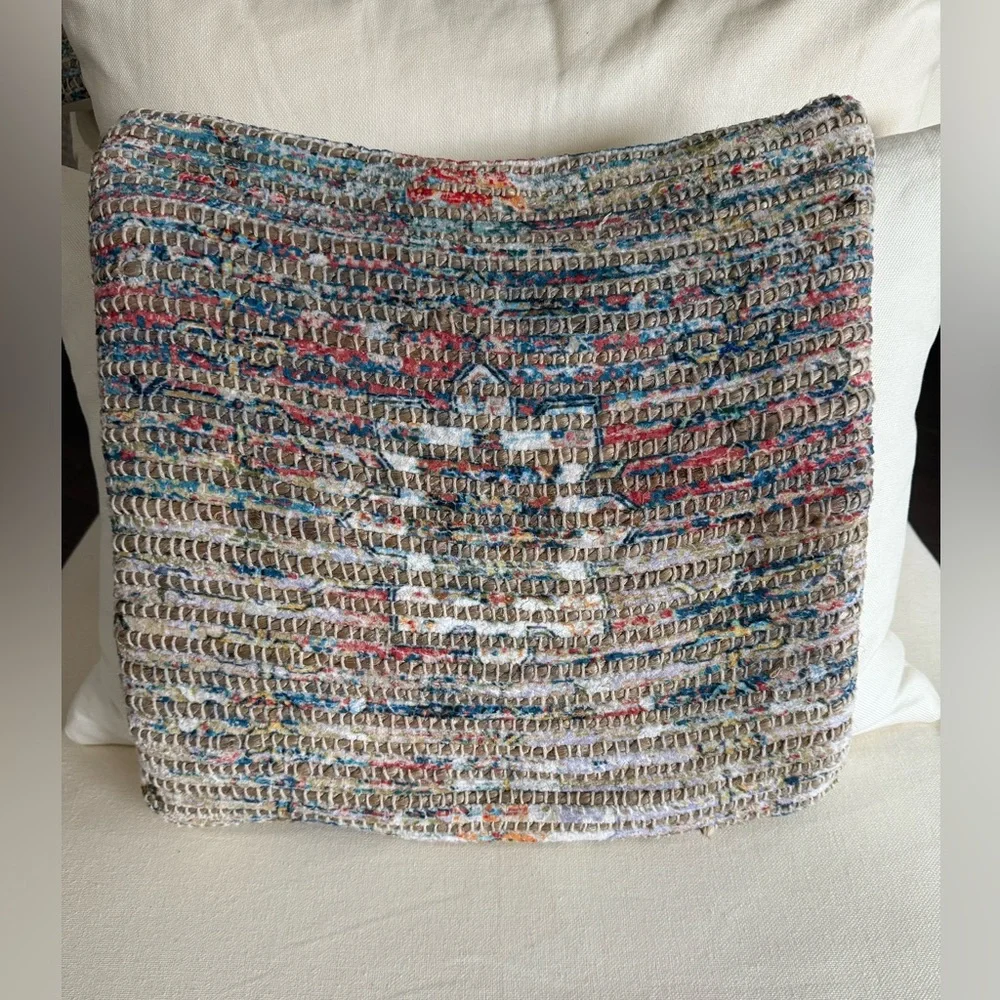 SURYA TWO JUTE BLEND BOHEMIAN ACCENT THROW PILLOW COVERS 18in x 18in